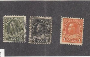 CANADA (MK2888) # 119-120,122 FVF-USED $1,20,50cts 3 KGV ADMIRAL ISSUES CV $18 - Picture 1 of 1