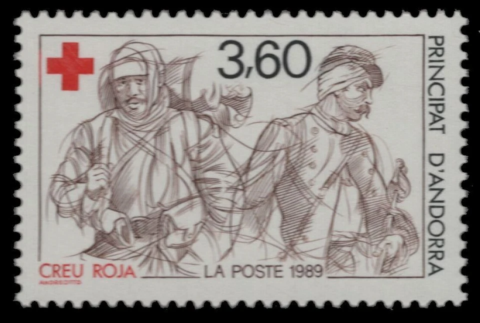 FRENCH ANDORRA 374 - Red Cross "Wounded Soldiers" (pb58939) - Image 1 of 1