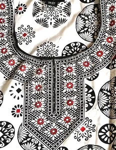 NWT RED WHITE BLACK KAFTAN CAFTAN MUMU LARGE XL TO 2X BOHO HIPPIE ETHNIC - Picture 1 of 4
