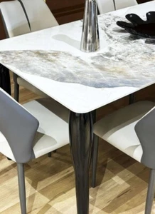 TAVOLO DESIGN 180 X 90 FISSO CERAMICA CALACATTA - Picture 1 of 3