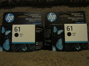 Lot of 2 HP CH561WN Black Ink Cartridge Genuine OEM NEW # 61 APR/2024 & FEB/2025 - Picture 1 of 4