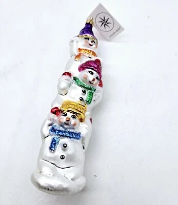 Christopher Radko Muñeco de Nieve Vidrio Adorno de Navidad Tótem de Nieve 7" con Etiquetas Foto 1 de 4