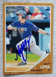 Atlanta Braves Matt Lipka Signed 2011 Topps Heritage Rome Braves Auto Card - Picture 1 of 1