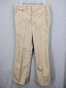NWT Vtg 70s Harris Slacks Mens Cream Flat Front Slacks MADE USA 33 X31 WIDE LEG - Picture 1 of 8