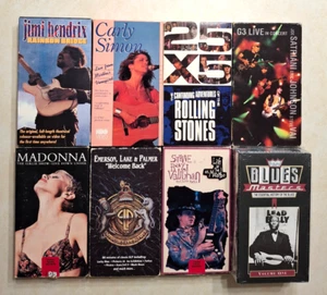 Music Concert VHS Lot Jimi Hendrix Rolling Stones Madonna Emerson Lake & Palmer - Picture 1 of 13