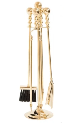 LINEA VIENNA CRUCCOLINI SET CAMINO in ottone lucido massiccio con trespolo - Immagine 1 di 2