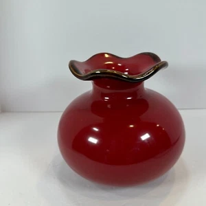 Southern Living at Home Cinnabar Vase 40863 Made in Portugal 6 1/2" Tall Fluted - Picture 1 of 9