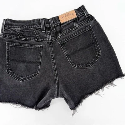 Pantalones Cortos Vintage Riders by Lee Denim Negro Tiro Alto Corte Cintura 29" Foto 1 de 4