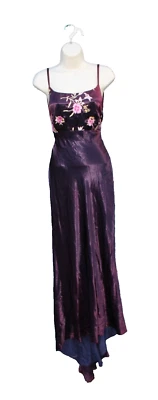 Zum Zum by Niki Livas Women Purple Evening Dress Gown 7/8? ALTERED Satin Sheen - Image 1 of 4