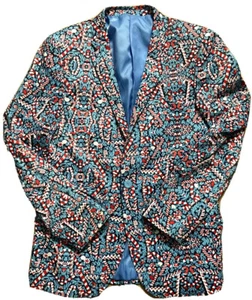Suslo Couture Slim Fit Jolly Blazer Chaqueta Azul / Rojo Caramelo de Navidad Caña Sz M / 40 - Imagen 1 de 11