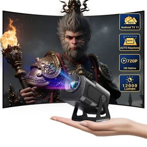 4K Mini Projector Smart LED WiFi Bluetooth HDMI USB Android Office Home Theater - Picture 1 of 14