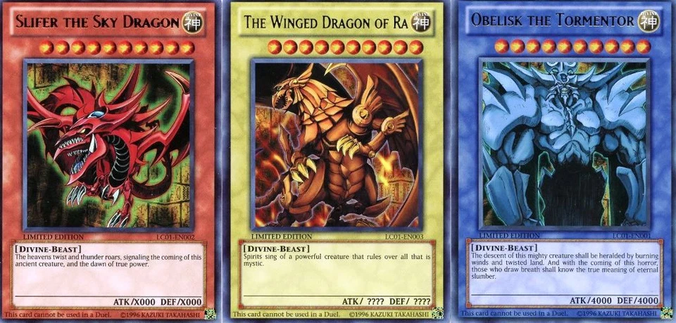 Legendary Collection Set of 3 Egyptian God Cards Slifer, Obelisk, Ra LC01 YuGiOh - Image 1 of 1