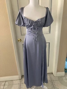 Cider Prom Wedding Satin Dress Sky Blue Bustier Fairy L XL - Picture 1 of 8