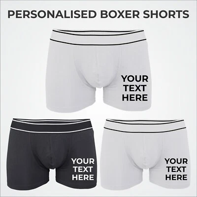 KARIBAN Personalised Mens Boxer Shorts Custom Text Underwear Pants Groom Wedding Gifts