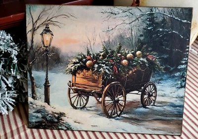HERMOSO LETRERO DE ADORNOS DE CARRO DE NAVIDAD ESTILO VICTORIANO VINTAGE Foto 1 de 4