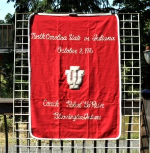 orig./Rare! 1976 Indiana Hoosiers NC State Coach BO REIN *Presentation Blanket* - Picture 1 of 6
