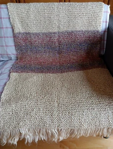 Knit Fringed Edge Throw Blanket Cream & Multicolor 56" x 30" - Picture 1 of 1