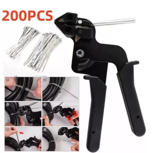 Cable Tie Tool Gun Stainless Steel Cable Tie Tool With 200X Metal Zip Ties - Picture 1 of 12