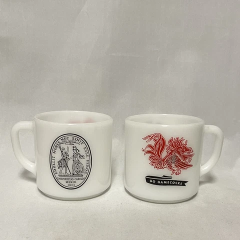 Go Gamecocks USC Coffee Mug Federal Glass Milk Glass University South Carolina 2 Cover