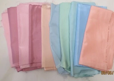 Vintage Lot of 12 yds Bridesmaid's Dress Taffeta Tafetta Fabric Assorted Colors  - Image 1 of 4