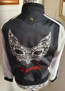 DC Comics Catwoman Jacket BNWT Batman Movie Satin bomber coat black white S M L - Picture 1 of 13