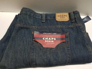 Big Mens CHAPS Relax Straight Blue Denim Jeans NWT 50x32 - Picture 1 of 5
