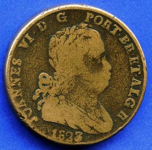 1823 Portugal 40 Ries Coin - Picture 1 of 2