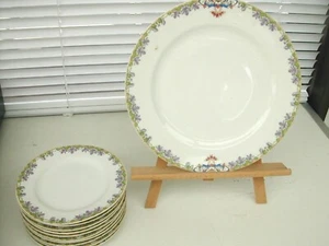 * LIMOGES C. HARENFELDT FRANCE PATENTED LES VIOLETTES PLAT ET 10 ASSIETTES - Imagen 1 de 5