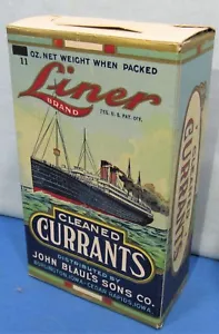 1910's Currant Raisins Box ~ Ocean Liner ~ Gold Gilded Ink - Picture 1 of 2