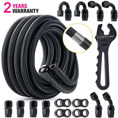 6AN 8AN 10AN 10-20FT CPE Braided Nylon Fuel Line Kit + Hose Fitting and wrench - Image 1 of 4