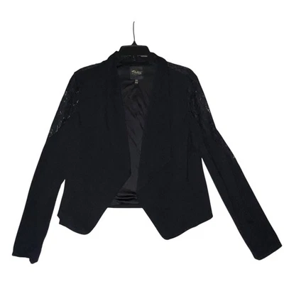 Jaqueta cardigã blazer Thalia Sodi feminina preta detalhe de renda tamanho M - Imagem 1 de 4