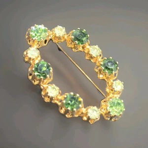 Vintage Signed Austria Prong Set Oval Wreath Brooch - Picture 1 of 10