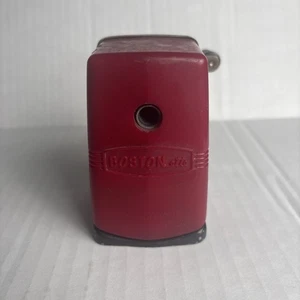 Sacapuntas Bostonette vintage rojo manivela pared escritorio montaje escuela EE. UU. - Imagen 1 de 7