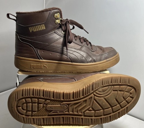Scarpe da ginnastica alte Puma da uomo Rebound robuste sneakers casual marrone taglia 9