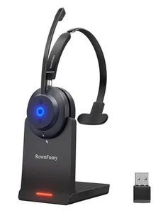 Bluetooth Wireless Headset with Mic for Work, Noise Cancelling Headsets, Mono... - Picture 1 of 9