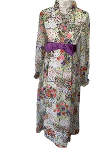 Vintage Handmade Maxikleid Blumen Langarm - Bild 1 von 11