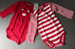 2er-Packung Langarm-Bodys von KANZ Gr.80,rot + rot/weiß gestreift,100% Baumwolle - Bild 1 von 7