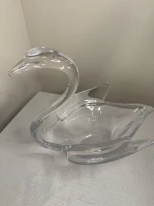 Vintage 1960 Swan Glass Crystal Pocket Ashtray - Picture 1 of 5