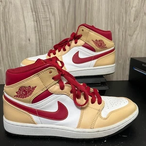 Talla 8 - Nike Air Jordan 1 Mid Light Curry Cardinal Red - Imagen 1 de 10