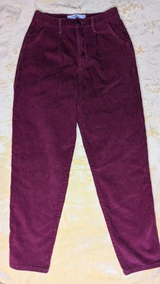 Женские бордовые брюки Hollister California размер 3 ультра высокая посадка вельвет w26 - Изображение 1 из 4