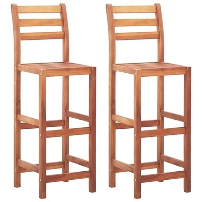 Bar Chair Set of 2 Natural wood Solid Acacia wood Standard - Image 1 of 4