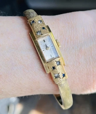 Vintage Bucherer 10k Gold Plated Swiss Made Wind Up Ladies Cuff Bracelet Watch - Image 1 of 4