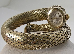 Reloj Brazalete Schiaparelli Malla Serpiente Enroscada Tono Dorado Años 60 Raro Firmado 17J - Imagen 1 de 13