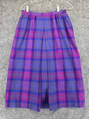 Falda Pendleton vintage para mujer 12 púrpura a cuadros lana línea A plisada midi EE. UU. Foto 1 de 4