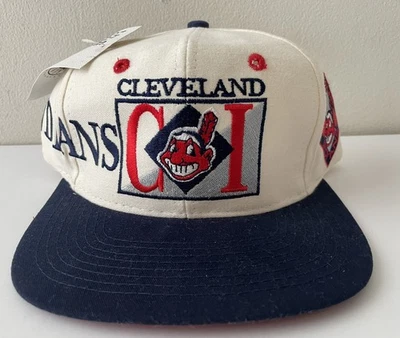 Vintage 90s Cleveland Indians The Game Wrap Around AOP Diamond Snapback New NWT - Image 1 of 4