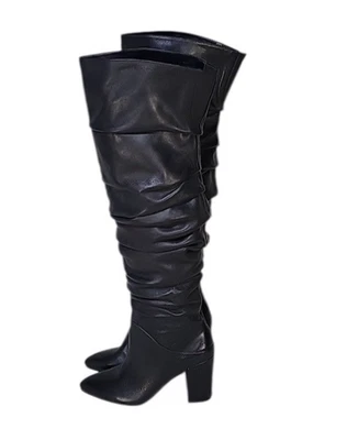 INC International Concepts Mujer Tabithaa Cuero Sobre la Rodilla Negro 5.5 M Nuevo en Caja Foto 1 de 4