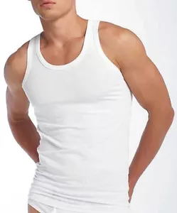 3er-Pack Mens 100% Baumwolle Unterhemd ärmellose Westen Gemischt Blau/weiß S-5XL - Bild 1 von 4