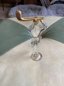 Vintage Art Glass Crystal Golfer Swinging Gold Dipped 6.5” Figure Figurine Rare! - Picture 1 of 12