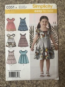 0351 Size 3 4 5 Simplicity Girls Peasant Dress EASY TO SEW - Picture 1 of 2