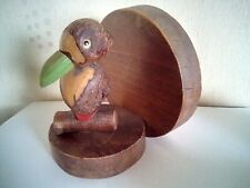 Vintage Nut Bird Bookend with glass eyes